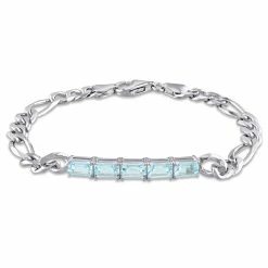 Cheapest ✨ Mimi & Max 3 1/2 CT TGW Sky Blue Topaz Birthstone Link Bracelet in Sterling Silver for 👩 women 🔥