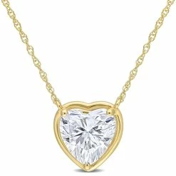 Best reviews of 💯 Mimi & Max 2 CT DEW Created Moissanite Heart Pendant with Chain in 10k Yellow Gold for 👩 women ✔️