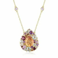 Coupon 🎉 Mimi & Max 5 CT TGW Multi Gemstone Teardrop Necklace in Yellow Plated Sterling Silver for 👩 women ✔️