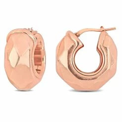 Buy โ Mimi & Max 23 MM Wide Diamond Cut Huggie Earrings in Rose Plated Sterling Silver for ๐ฉ women โค๏ธ