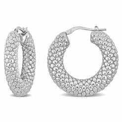 Wholesale 🔔 Mimi & Max 28 MM Beaded Hoop Earrings in Sterling Silver for 👩 women 🛒