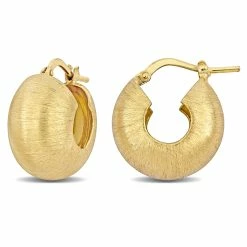 New 🎉 Mimi & Max 18.5 MM Matte Textured Huggie Earrings in Yellow Plated Sterling Silver for 👩 women ✔️