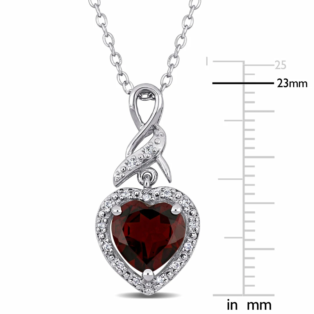 Best deal 🌟 Mimi & Max Garnet and Diamond Heart Halo Twist Pendant with Chain in Sterling Silver for 👩 women 🔥 5 Best deal 🌟 Mimi & Max Garnet and Diamond Heart Halo Twist Pendant with Chain in Sterling Silver for 👩 women 🔥 - Image 3