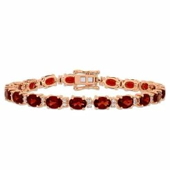 Top 10 🧨 Mimi & Max 19 5/8 CT TGW Garnet and White Sapphire Tennis Bracelet in Rose Plated Sterling Silver for 👩 women 🧨