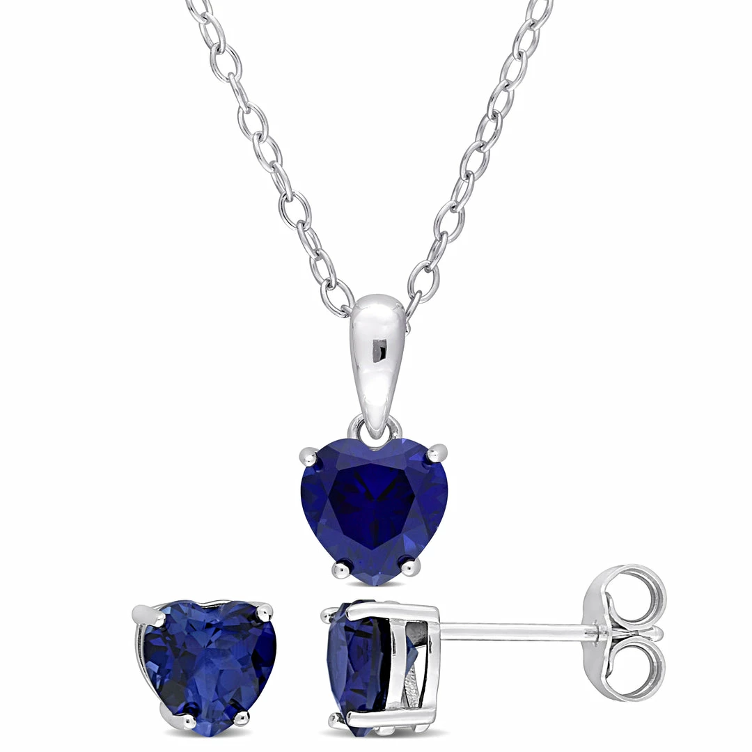 Buy ๐ Mimi & Max 2 3/4 CT TGW Heart-Shape Created Blue Sapphire 2-Piece Set of Pendant with Chain and Earrings in Sterling Silver for ๐ฉ women ๐ 3 Buy ๐ Mimi & Max 2 3/4 CT TGW Heart-Shape Created Blue Sapphire 2-Piece Set of Pendant with Chain and Earrings in Sterling Silver for ๐ฉ women ๐