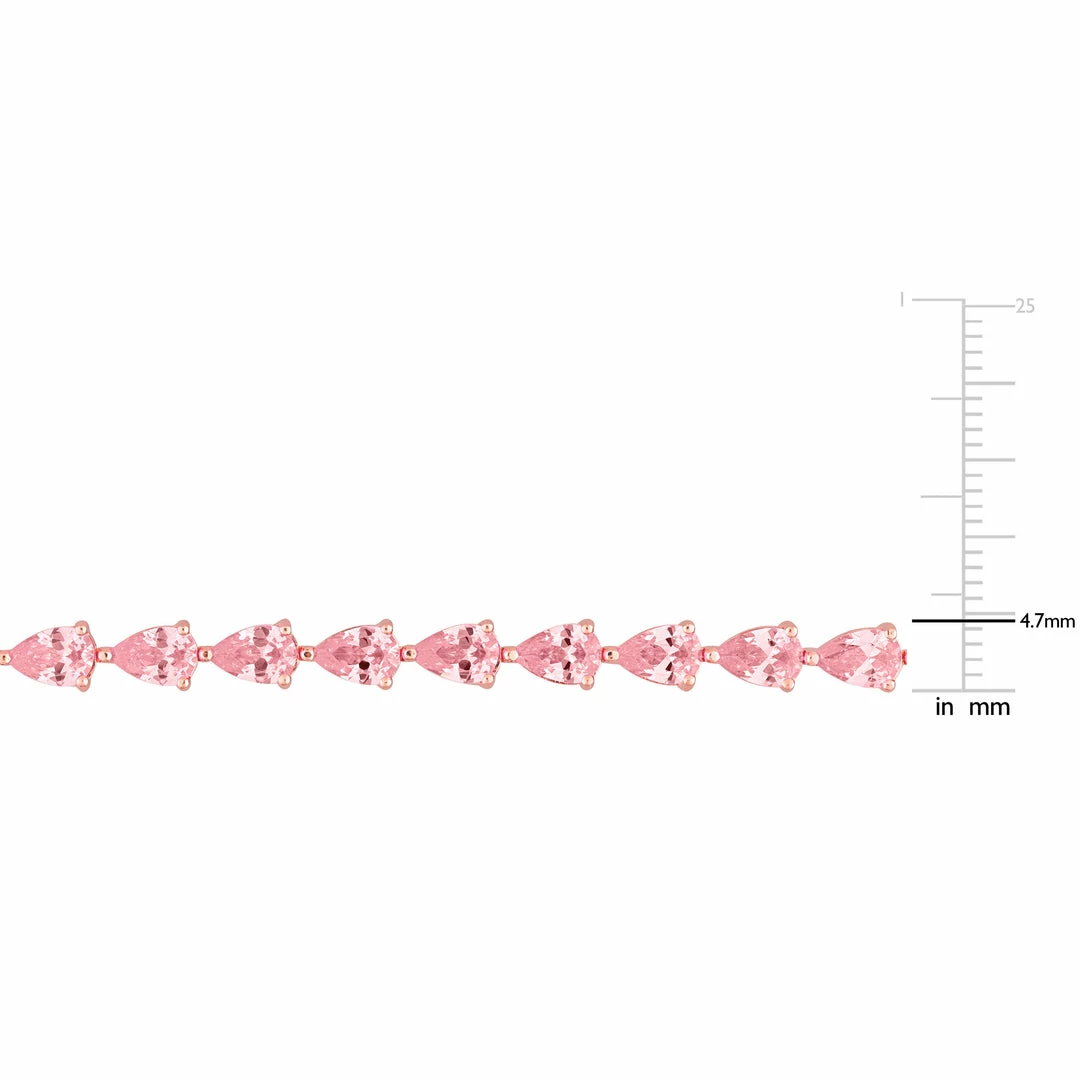 Discount ❤️ Mimi & Max 13 1/2 CT TGW Pear Shape Created Pink Sapphire Tennis Bracelet in Rose Plated Sterling Silver for 👩 women ✨ 5 Discount ❤️ Mimi & Max 13 1/2 CT TGW Pear Shape Created Pink Sapphire Tennis Bracelet in Rose Plated Sterling Silver for 👩 women ✨ - Image 3