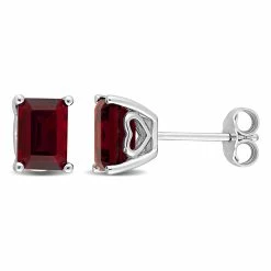 Budget ๐งจ Mimi & Max 2 1/2 CT TGW Emerald Cut Garnet Stud Earrings in Sterling Silver for ๐ฉ women ๐