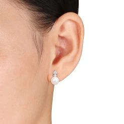 Best Pirce 😍 Mimi & Max 8.5-9 MM White Freshwater Cultured Pearl and 1 1/3 CT TGW Created White Sapphire Stud Earrings in Sterling Silver for 👩 women 😉 -Mimi & Max Shop 12390b3638a84c86b21f106769dfae6b 1080x