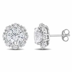 Best reviews of 😉 Mimi & Max 6 1/10 CT TGW Created White Sapphite Halo Earrings in 10k White Gold for 👩 women 🤩