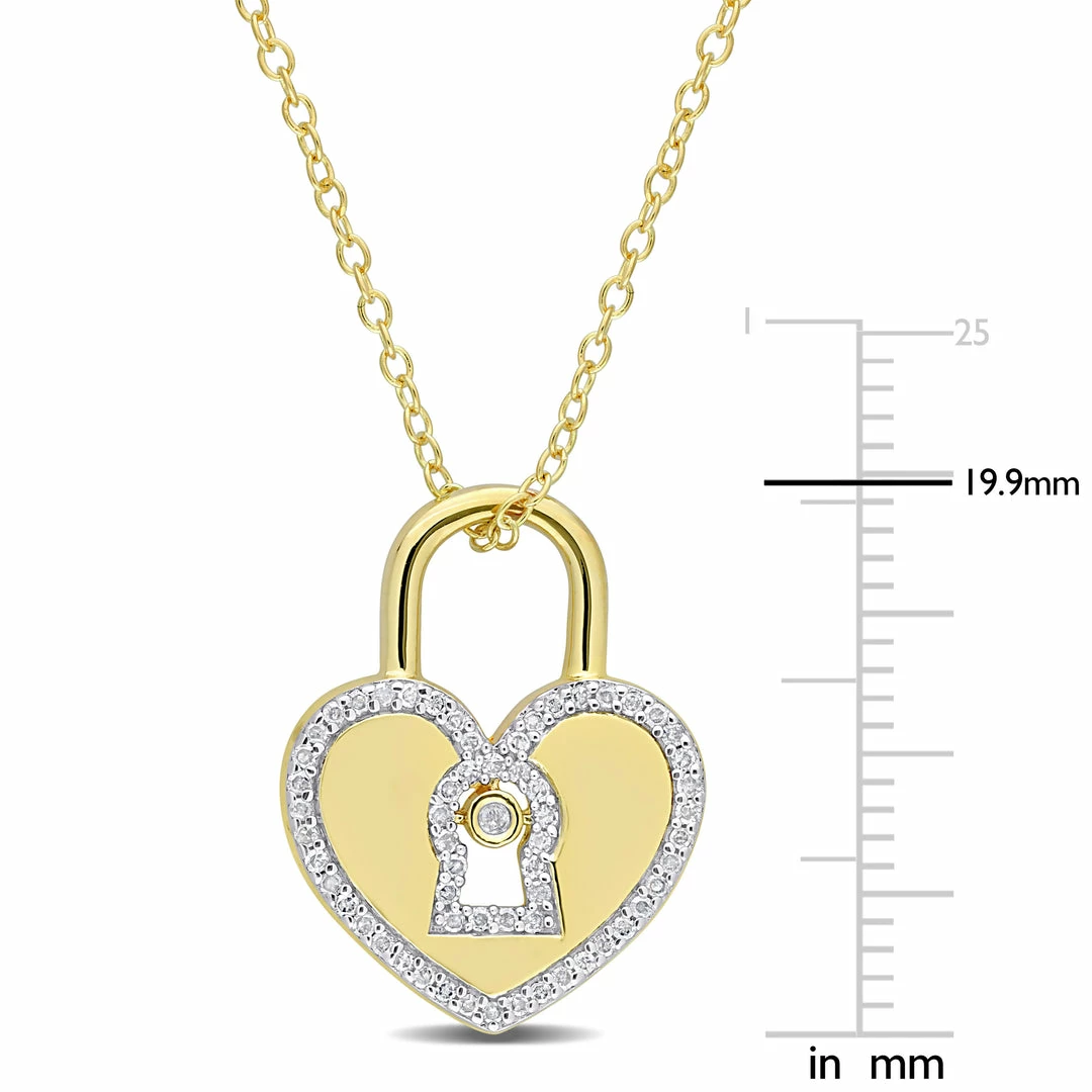 Hot Sale ๐ Mimi & Max 1/5 CT TW Diamond Heart Lock Pendant with Chain in Yellow Plated Sterling Silver for ๐ฉ women ๐ 4 Hot Sale ๐ Mimi & Max 1/5 CT TW Diamond Heart Lock Pendant with Chain in Yellow Plated Sterling Silver for ๐ฉ women ๐ - Image 2