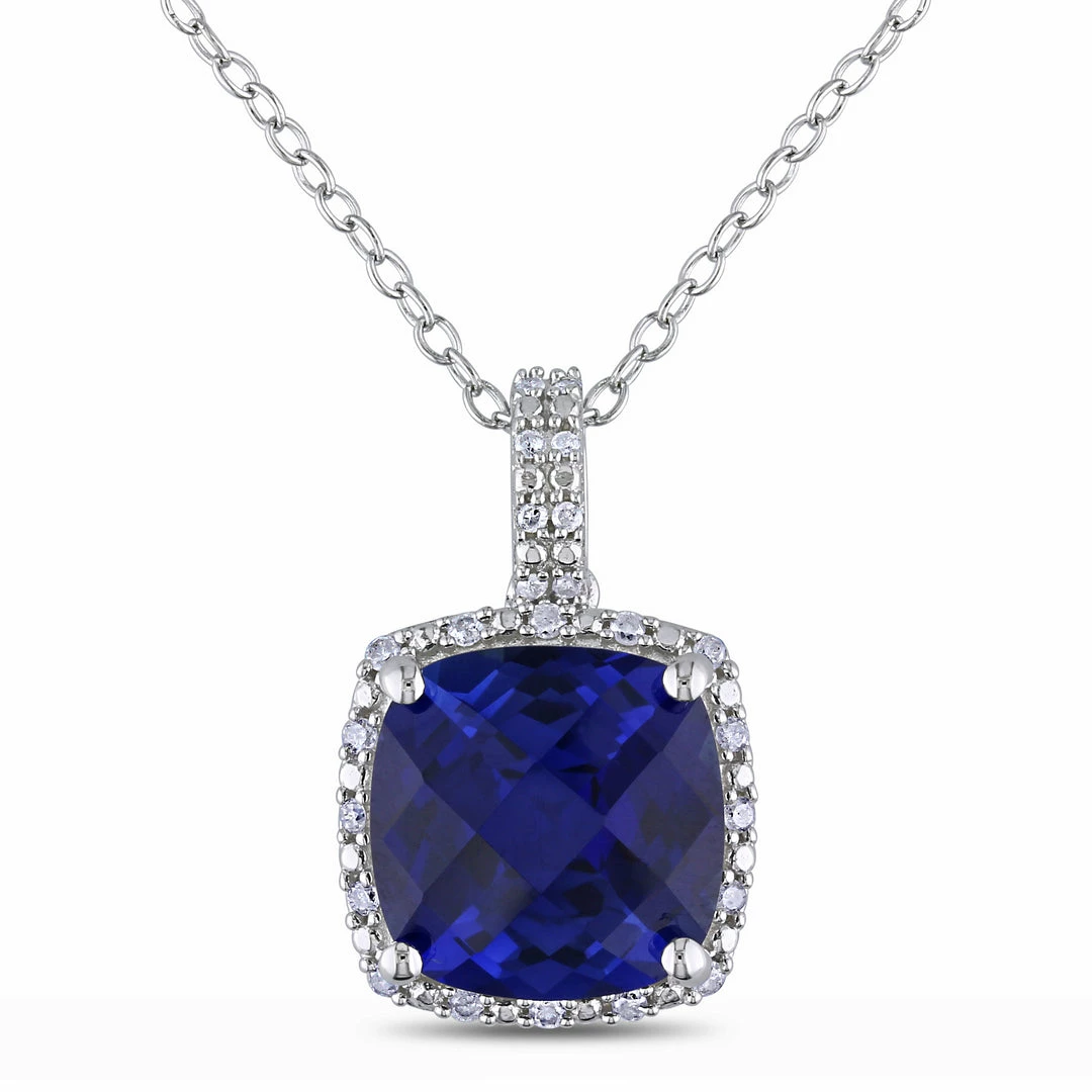 Buy ๐ Mimi & Max 1/10 CT TW Diamond and 5 3/4 CT TGW Created Blue Sapphire Square Pendant With Chain in Sterling Silver for ๐ฉ women ๐ 3 Buy ๐ Mimi & Max 1/10 CT TW Diamond and 5 3/4 CT TGW Created Blue Sapphire Square Pendant With Chain in Sterling Silver for ๐ฉ women ๐