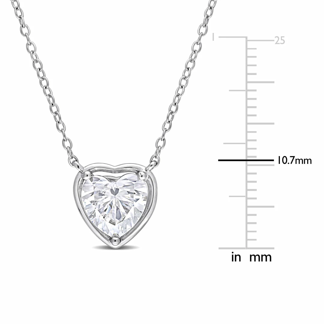 Budget 😉 Mimi & Max 2 CT TGW Created Moissanite Halo Heart Pendant with Chain in Sterling Silver for 👩 women 👍 4 Budget 😉 Mimi & Max 2 CT TGW Created Moissanite Halo Heart Pendant with Chain in Sterling Silver for 👩 women 👍 - Image 2