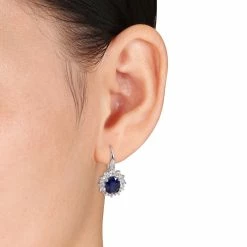 Buy ❤️ Mimi & Max 8.06 CT TGW Created Blue and White Sapphire and Halo Diamond Leverback Earrings in Sterling Silver for 👩 women 💯 -Mimi & Max Shop 1a18e84e03ad41febd965b52959e8f70 1080x