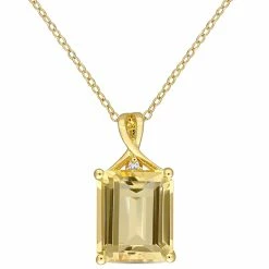 Top 10 🌟 Mimi & Max 6 3/5 CT TGW Octagon Citrine and White Topaz Pendant with Chain in Yellow Plated Sterling Silver for 👩 women ⭐