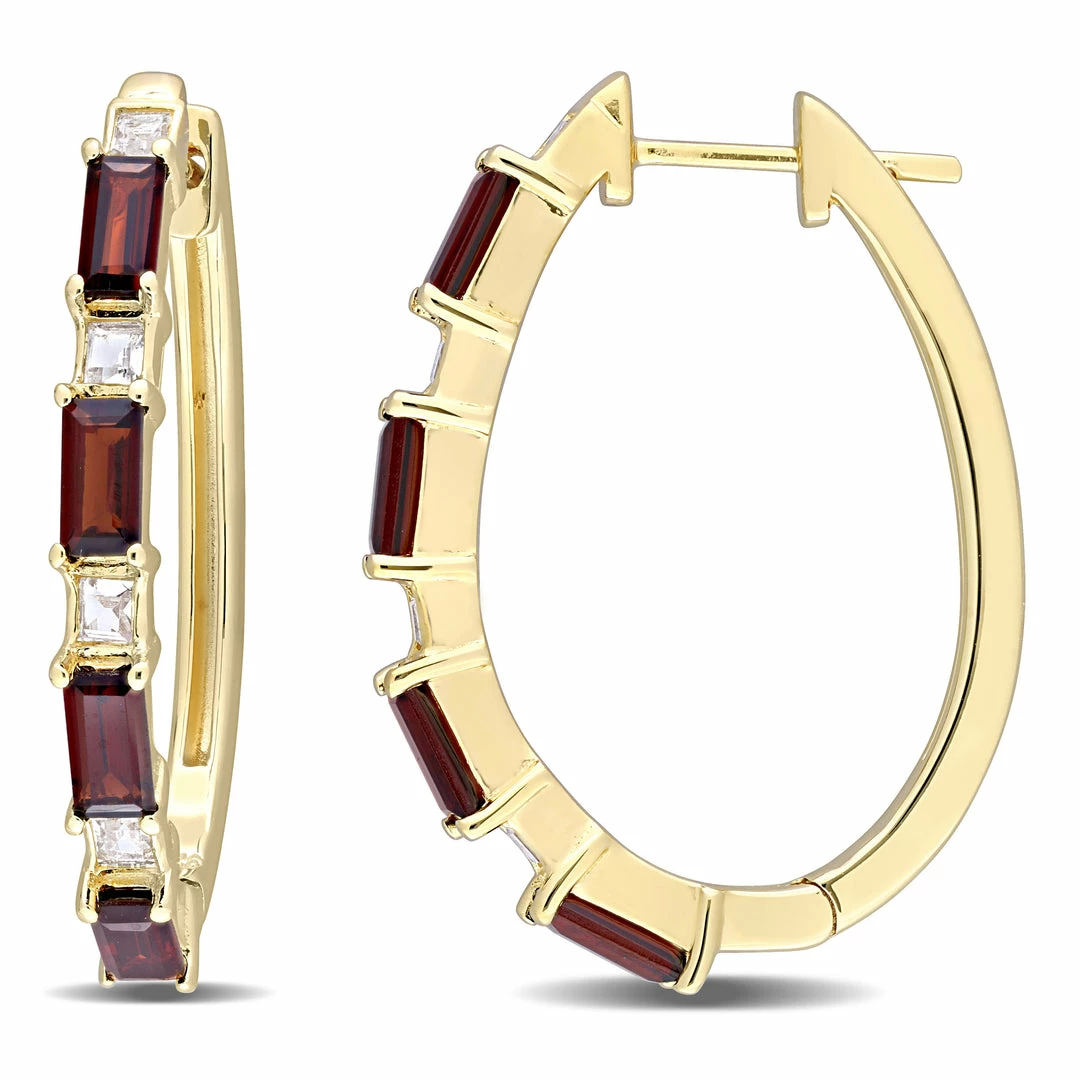 Cheap ๐ Mimi & Max 3 CT TGW Baguette Garnet & White Topaz Hoop Earring in Yellow Plated Sterling Silver for ๐ฉ women ๐ฅฐ 3 Cheap ๐ Mimi & Max 3 CT TGW Baguette Garnet & White Topaz Hoop Earring in Yellow Plated Sterling Silver for ๐ฉ women ๐ฅฐ