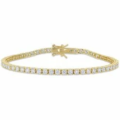 Cheapest ๐ Mimi & Max 5 1/10 CT DEW Created Moissanite Tennis Bracelet in Yellow Gold Plated Sterling Silver for ๐ฉ women ๐