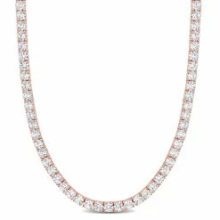 Top 10 🌟 Mimi & Max 33 CT TGW Created White Sapphire Tennis Necklace with Extender in Rose Plated Sterling Silver for 👩 women ⌛