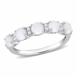 Hot Sale ๐ Mimi & Max 1 CT TGW Opal and White Topaz Semi Eternity Ring in Sterling Silver for ๐ฉ women โจ
