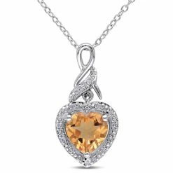 Best reviews of 🎁 Mimi & Max 1 5/8 CT TGW Diamond and Citrine Heart Twist Pendant With Chain in Sterling Silver for 👩 women 🎁