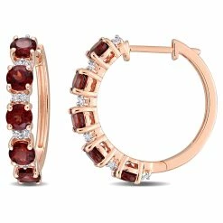 New 😀 Mimi & Max 3 1/8 CT TGW Garnet and White Topaz Hoop Earrings in Rose Plated Sterling Silver for 👩 women 😍