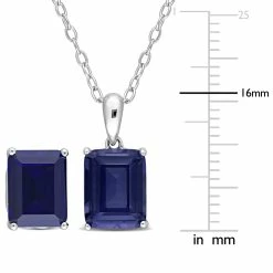 Cheapest 🥰 Mimi & Max 8 4/5 CT TGW Emerald-Cut and Octagon Created Blue Sapphire 2-Piece Solitaire Pendant with Chain and Stud Earrings Set in Sterling Silver for 👩 women 🌟 -Mimi & Max Shop 2125c8dbd22c4ac999868815f5e709ef 1080x