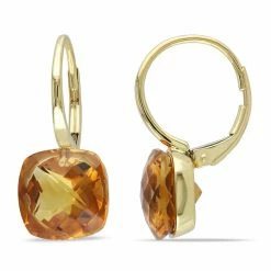 Deals 🥰 Mimi & Max 8 1/2 CT TGW Cushion Cut Checkerboard Madeira Citrine Leverback Earrings in 14k Yellow Gold for 👩 women 🌟
