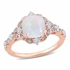 Best deal 💯 Mimi & Max 4/5 CT TGW Opal White Sapphire and Diamond Accent Vintage Style Ring in 10K Rose Gold for 👩 women 💯