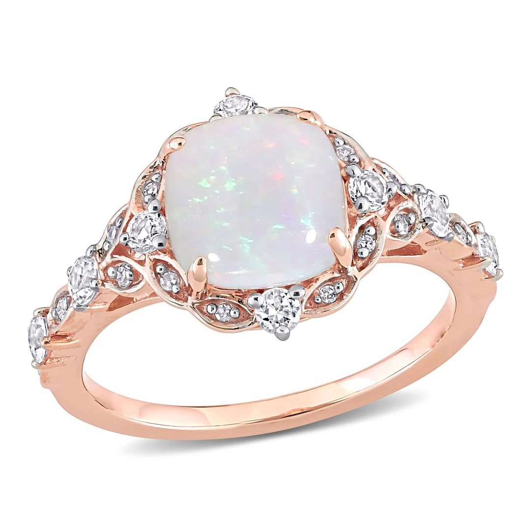 Best deal ๐ฏ Mimi & Max 4/5 CT TGW Opal White Sapphire and Diamond Accent Vintage Style Ring in 10K Rose Gold for ๐ฉ women ๐ฏ 3 Best deal ๐ฏ Mimi & Max 4/5 CT TGW Opal White Sapphire and Diamond Accent Vintage Style Ring in 10K Rose Gold for ๐ฉ women ๐ฏ