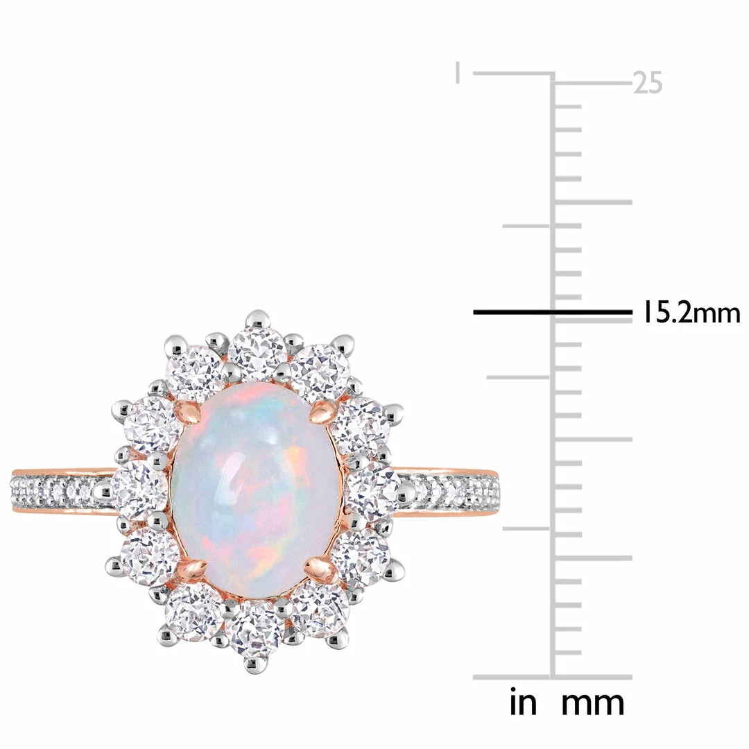 Flash Sale ๐ฅฐ Mimi & Max 2 1/6 CT TGW Oval Shape Blue Ethiopian Opal and White Topaz and 1/10 CT TW Diamond Halo Ring in Rose Plated Sterling Silver for ๐ฉ women ๐ 5 Flash Sale ๐ฅฐ Mimi & Max 2 1/6 CT TGW Oval Shape Blue Ethiopian Opal and White Topaz and 1/10 CT TW Diamond Halo Ring in Rose Plated Sterling Silver for ๐ฉ women ๐ - Image 3