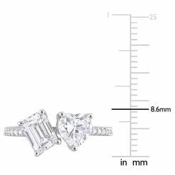 Hot Sale 😀 Mimi & Max 2 1/8 CT TGW Octagon Heart-Shape and Created Moissanite 2-Stone Ring in Sterling Silver for 👩 women 🎉 -Mimi & Max Shop 26097c39de92465480f6df2343a9857e ff5ff2ca 1444 4da0 b803 e4383ef1fd8d 1080x