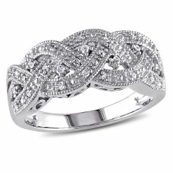 New 😀 Mimi & Max 1/8 CT TW Braided Diamond Ring in Sterling Silver for 👩 women ❤️