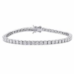 Outlet ⌛ Mimi & Max 5 1/10 CT DEW Created Moissanite Tennis Bracelet in Sterling Silver for 👩 women 😍