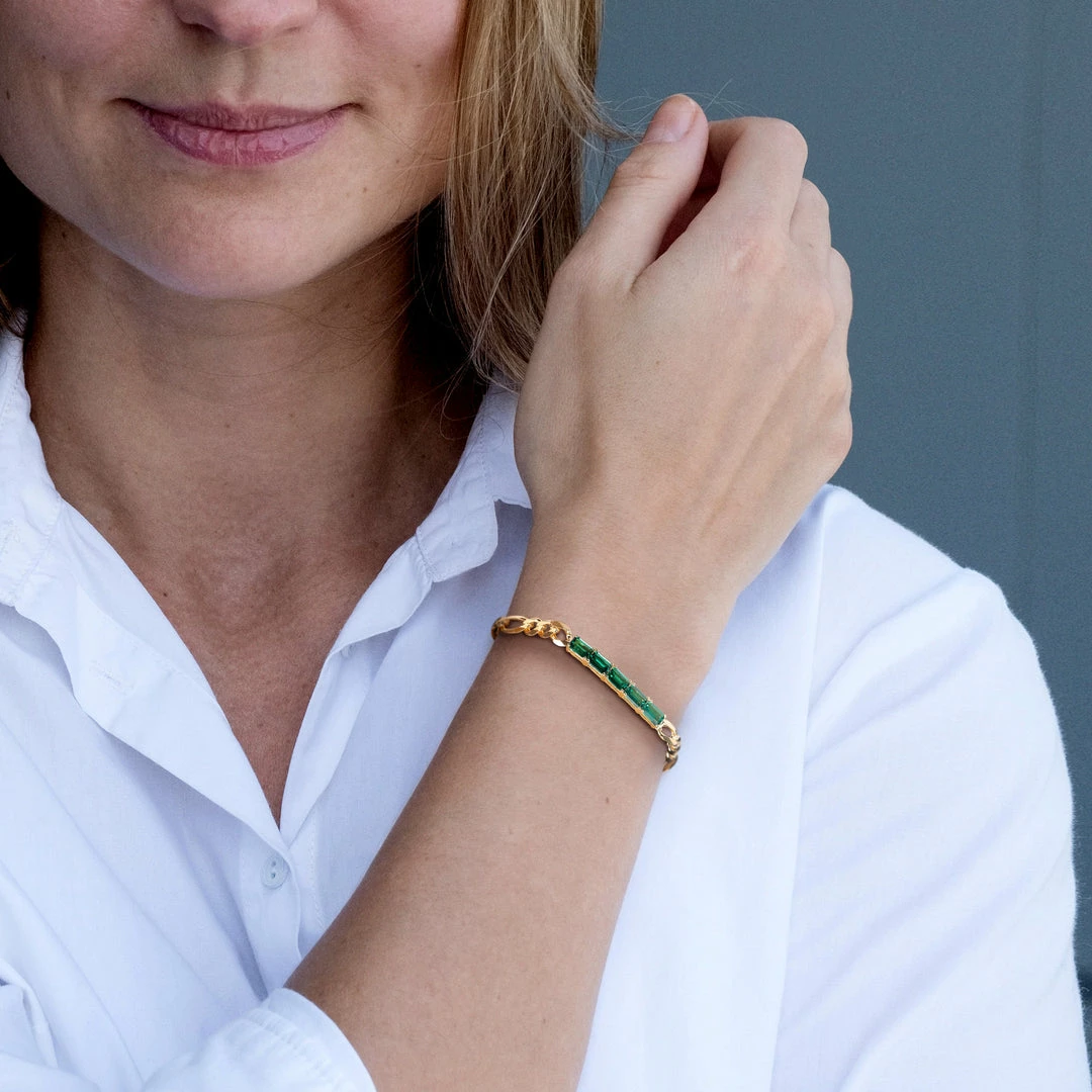 Wholesale โ Mimi & Max 2 1/4 CT TGW Created Emerald Birthstone Link Bracelet in Yellow Plated Sterling Silver for ๐ฉ women ๐ฏ 6 Wholesale โ Mimi & Max 2 1/4 CT TGW Created Emerald Birthstone Link Bracelet in Yellow Plated Sterling Silver for ๐ฉ women ๐ฏ - Image 4