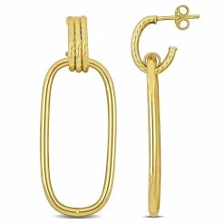 Flash Sale ⌛ Mimi & Max Open Huggie Hoop with Open Rectangular Drop Earrings in 10K Yellow Gold for 👩 women 🔔