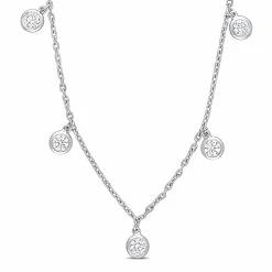 Buy 🧨 Mimi & Max 3/4 CT TW Diamond Station Necklace in 14K White Gold for 👩 women 🎁