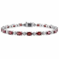 Deals 🧨 Mimi & Max 9 7/8 CT TGW Garnet and Diamond Bracelet in Sterling Silver for 👩 women 😍