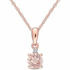 New 🔔 Mimi & Max Morganite and Diamond Pendant with Chain in 10k Rose Gold for 👩 women ⌛