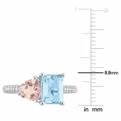 Buy 🎁 Mimi & Max 2 5/8 CT TGW Sky Blue Topaz and Morganite with 1/10 CT TW Diamond 2-Stone Toi et Moi Ring in Sterling Silver for 👩 women 😀 -Mimi & Max Shop 3362216f531f444aa647bcc4fb77ec5f 4d133cbd 0498 4acf add6 e31729582b24 1080x