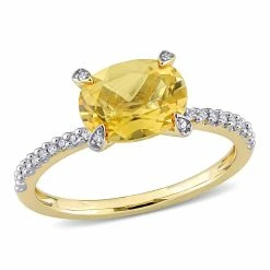 Deals ⌛ Mimi & Max 1 5/8 CT TGW Oval-Cut Citrine and 1/10 CT TW Diamond Ring in 10k Yellow Gold for 👩 women ✔️