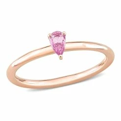 Flash Sale ⌛ Mimi & Max 1/4 CT TGW Pear Pink Sapphire Stackable Ring in 10k Rose Gold for 👩 women 🌟