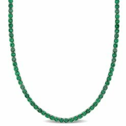 Best deal 🔔 Mimi & Max 33 CT TGW Green Cubic Zirconia Tennis Necklace in Sterling Silver for 👩 women 🔥