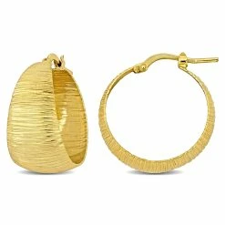 Budget 🔥 Mimi & Max 23 MM Textured Hoop Earrings in Yellow Plated Sterling Silver for 👩 women 💯