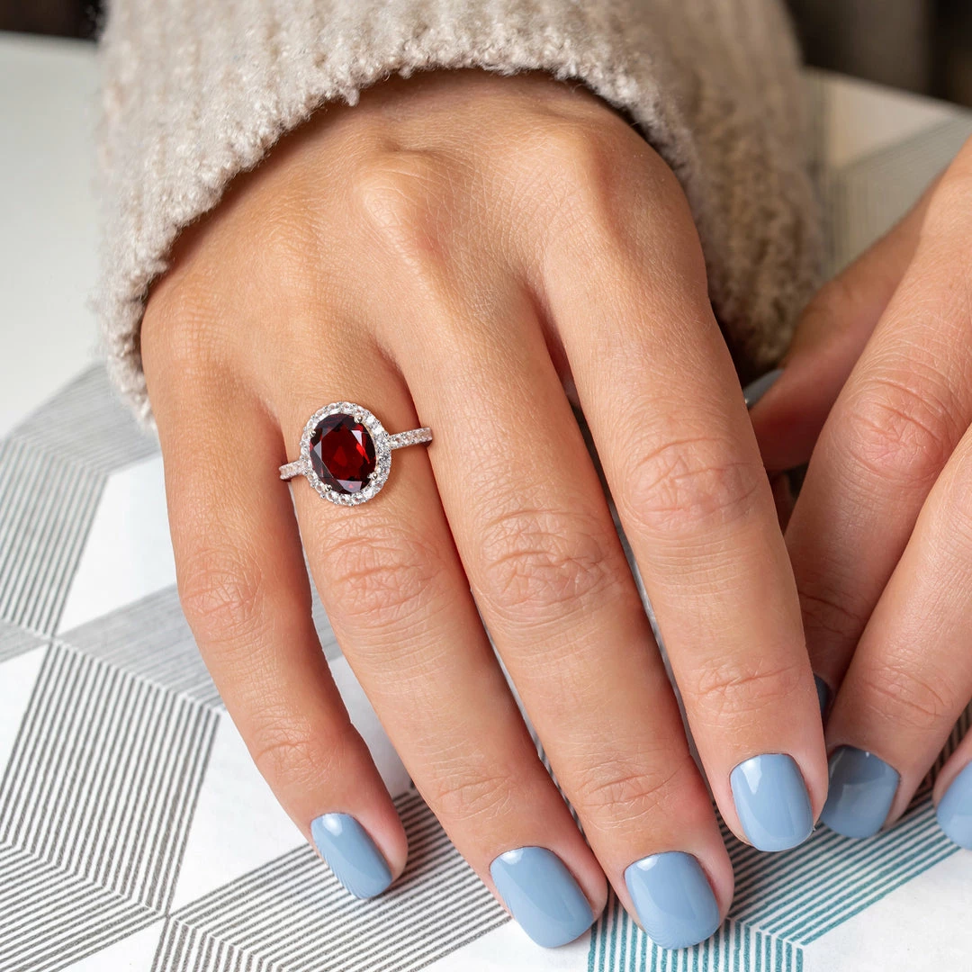 Discount 💯 Mimi & Max 3 1/2 CT TGW Oval Garnet and Created White Sapphire Halo Ring in 10k Yellow Gold for 👩 women 👏 6 Discount 💯 Mimi & Max 3 1/2 CT TGW Oval Garnet and Created White Sapphire Halo Ring in 10k Yellow Gold for 👩 women 👏 - Image 4