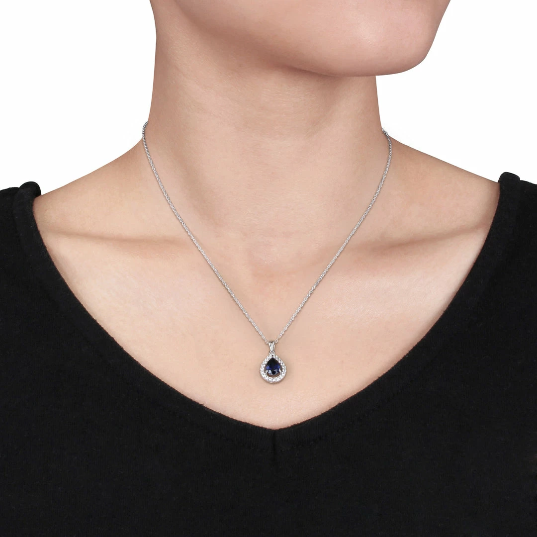 Buy โค๏ธ Mimi & Max 2 1/5 CT TGW Created Blue and Created White Sapphire Teardrop Halo Pendant with Chain in Sterling Silver for ๐ฉ women ๐ฏ 6 Buy โค๏ธ Mimi & Max 2 1/5 CT TGW Created Blue and Created White Sapphire Teardrop Halo Pendant with Chain in Sterling Silver for ๐ฉ women ๐ฏ - Image 4