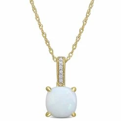 Flash Sale 🎉 Mimi & Max 1 1/3 CT TGW Opal and Diamond Accent Milgrain Pendant in 10K Yellow Gold for 👩 women 🌟