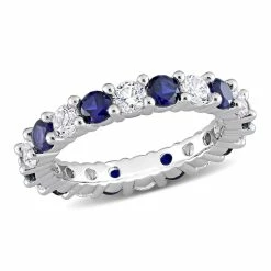 Brand new ⭐ Mimi & Max 3 1/2 CT TGW Created Blue and Created White Sapphire Full Eternity Band in Sterling Silver for 👩 women 🌟