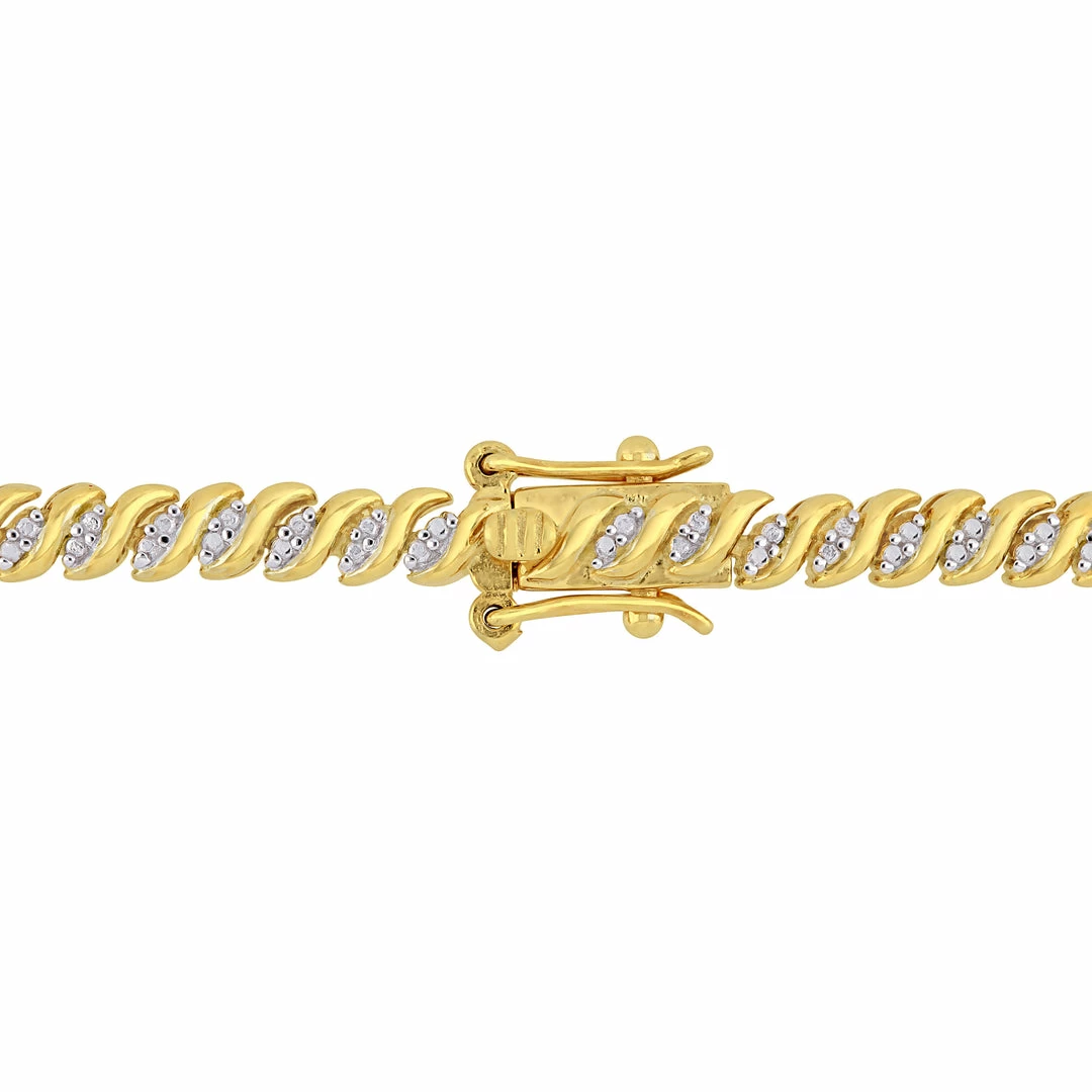 Discount 😉 Mimi & Max 1 CT TW Diamond S-Link Tennis Necklace in Yellow Plated Sterling Silver for 👩 women 😍 4 Discount 😉 Mimi & Max 1 CT TW Diamond S-Link Tennis Necklace in Yellow Plated Sterling Silver for 👩 women 😍 - Image 2