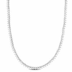 Budget 🎉 Mimi & Max 44 1/2 CT TGW Created White Sapphire Teardrop Tennis Necklace in Sterling Silver for 👩 women 👍