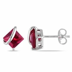 Buy ๐ Mimi & Max Created Ruby Stud Earrings in Sterling Silver for ๐ฉ women ๐