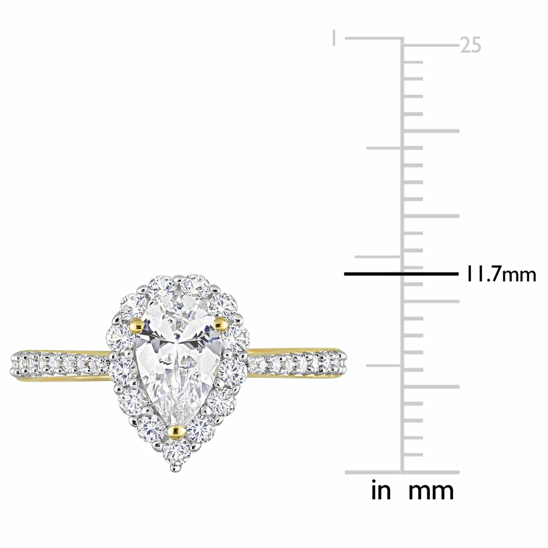 Hot Sale 🥰 Mimi & Max 1 7/8 CT TGW Created White Sapphire Halo Teardrop Ring in Yellow Plated Sterling Silver for 👩 women 🔥 4 Hot Sale 🥰 Mimi & Max 1 7/8 CT TGW Created White Sapphire Halo Teardrop Ring in Yellow Plated Sterling Silver for 👩 women 🔥 - Image 2